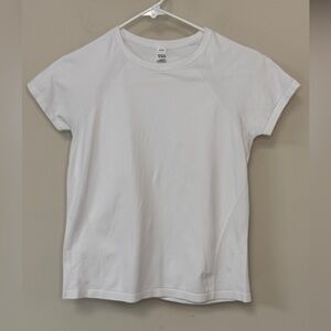 DSG: Girls White Short Sleeve Seamless Athletic Top, Size L (14)